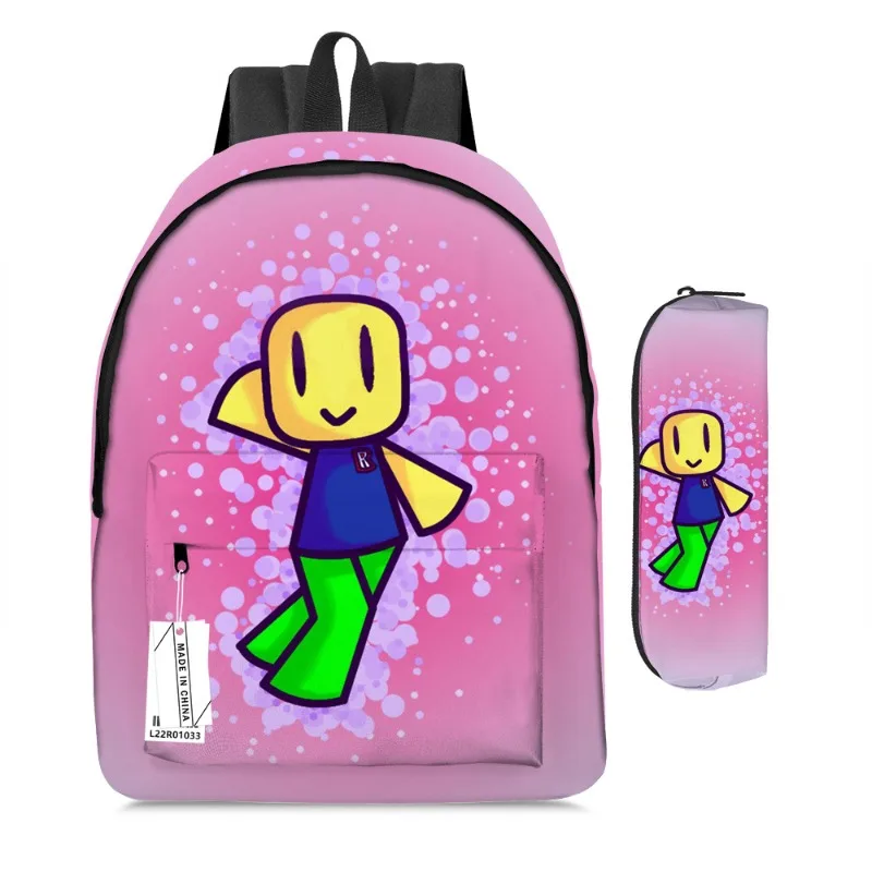 

2pcs/set Roblox Anime Peripheral Cartoon Print Backpack Pencil Case Set Student Back-to-school Season Gift Stationery