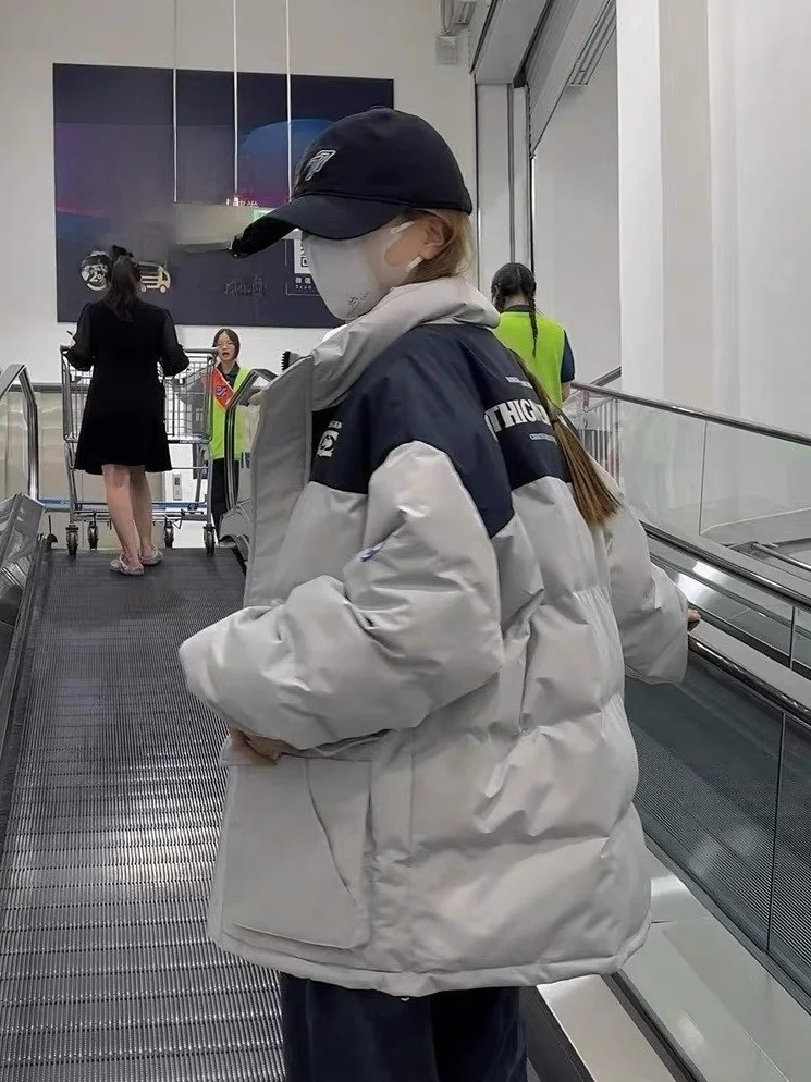 

Утепленное хлопковое пальто оверсайз в американском стиле со воротником-стойкой, модное, свободное, больших размеров, для зимы