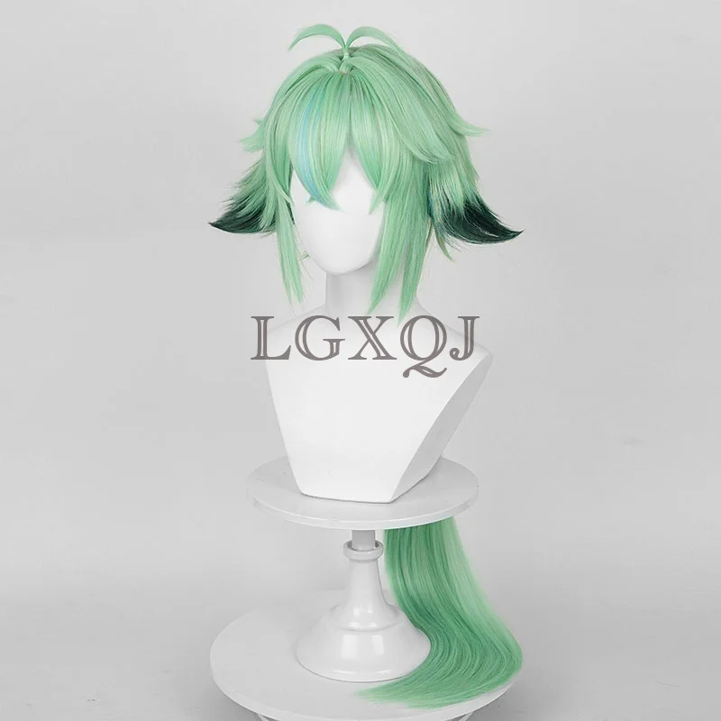 Perruque Cosplay Anime Scalp Sucrose avec Bonnet, Cheveux Synthétiques, Degré de Chaleur, Vert, 85cm, Costume