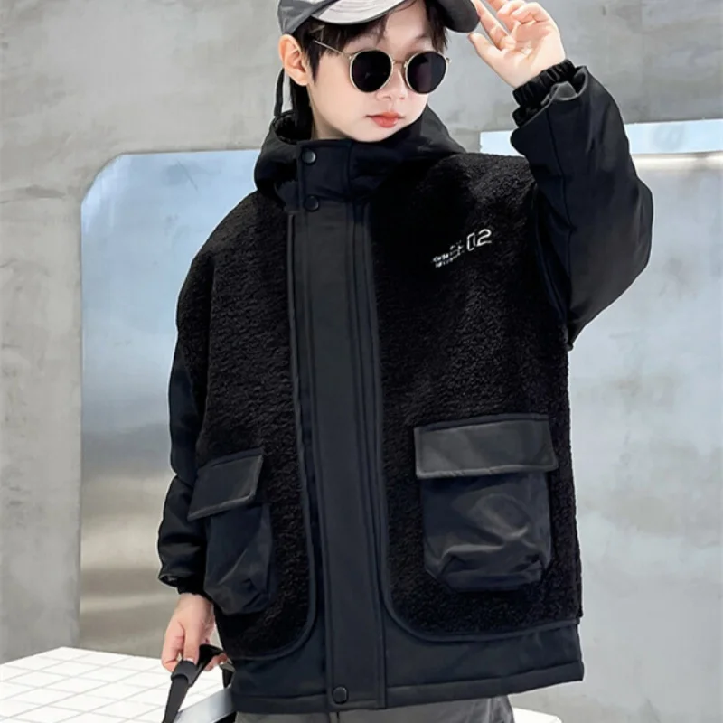 Boys Coat Overcoat Jacket Windbreak Outerwear 2024 Elegant Winter Autumn Cotton Sport Teenagers Christmas Gift Children's Clothi