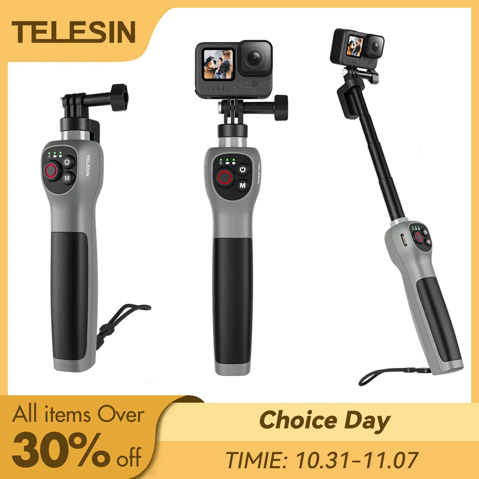 

TELESIN Underwater Selfie Stick Waterproof Diving Extendable Selfie Stick Wireless Remote Control For Gopro Hero 8 9 10 11 12 13