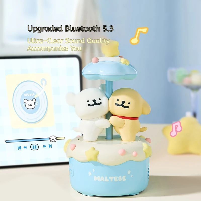 Line Puppy Bluetooth 5.3 Drehlautsprecher mit extrem klarem Klang, niedliche musikalische Geschenkbox für Paare, Geburtstagsgeschenk für Jungen und Mädchen