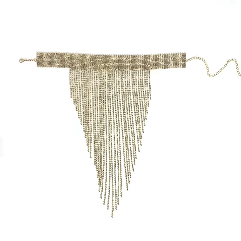 الأزياء الفاخرة حجر الراين شرابة قلادة مجوهرات بسيطة هدايا النساء قلادة تنوعا المختنق قلادة مثير بار وملهى ليلي #3