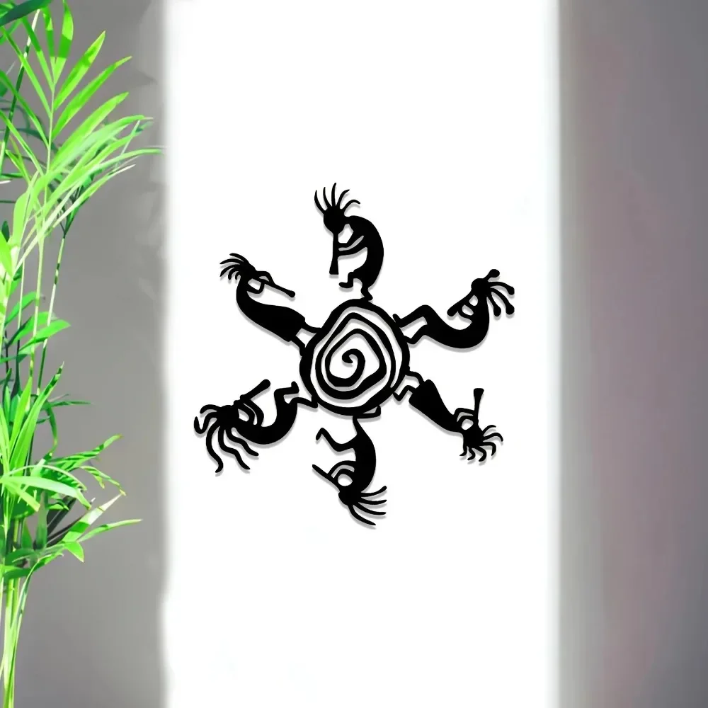 CIFBUY Iron Wall Decor Kachina Flute Player Silhouette Metal Plaque Southwest Tribal Boho Cabin Ethnic Home Hanging Sign