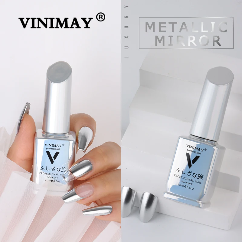 VINIMAY New 2023 Metallic Mirror Silver Nail Painting Gel Nail Polish Soak Off UV Gel Polish Nail Art Gel Varnish Lacque Prime