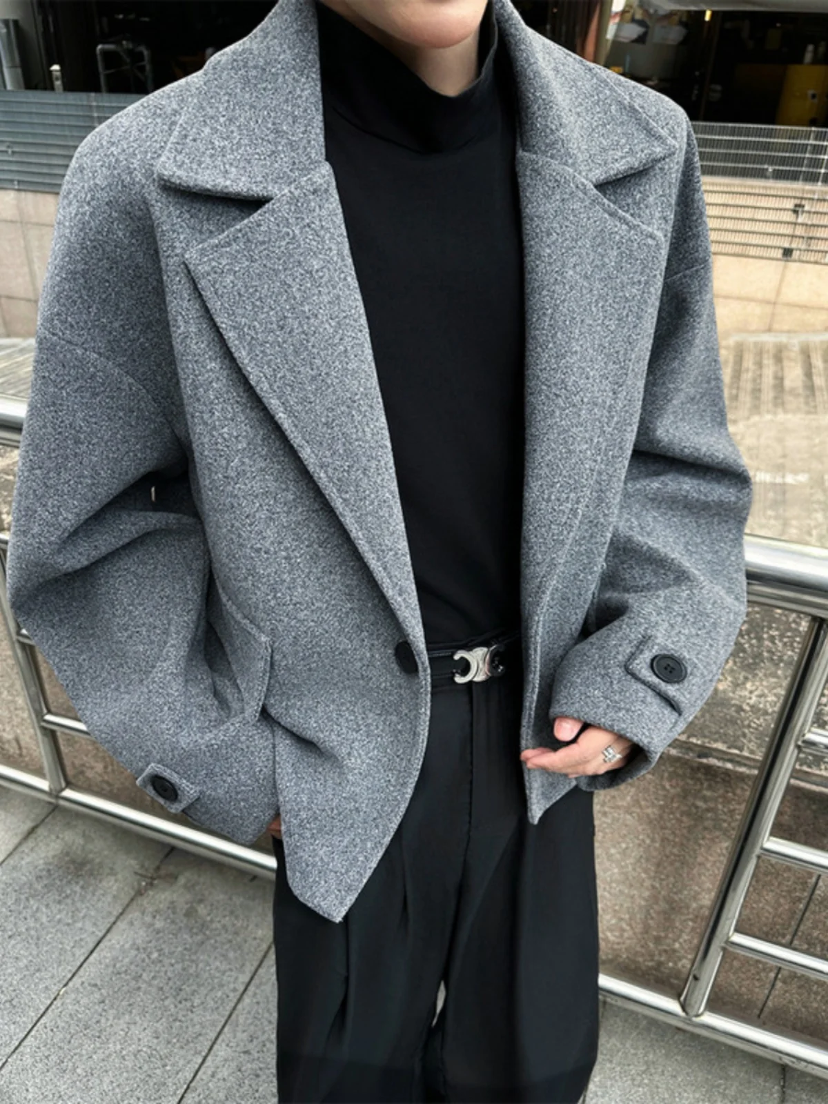 

Briti Sle ort Suit Woolen Jaet Men's Autumn Winter High Sensation Cool Korean Sle Coat Jaet Outerwear