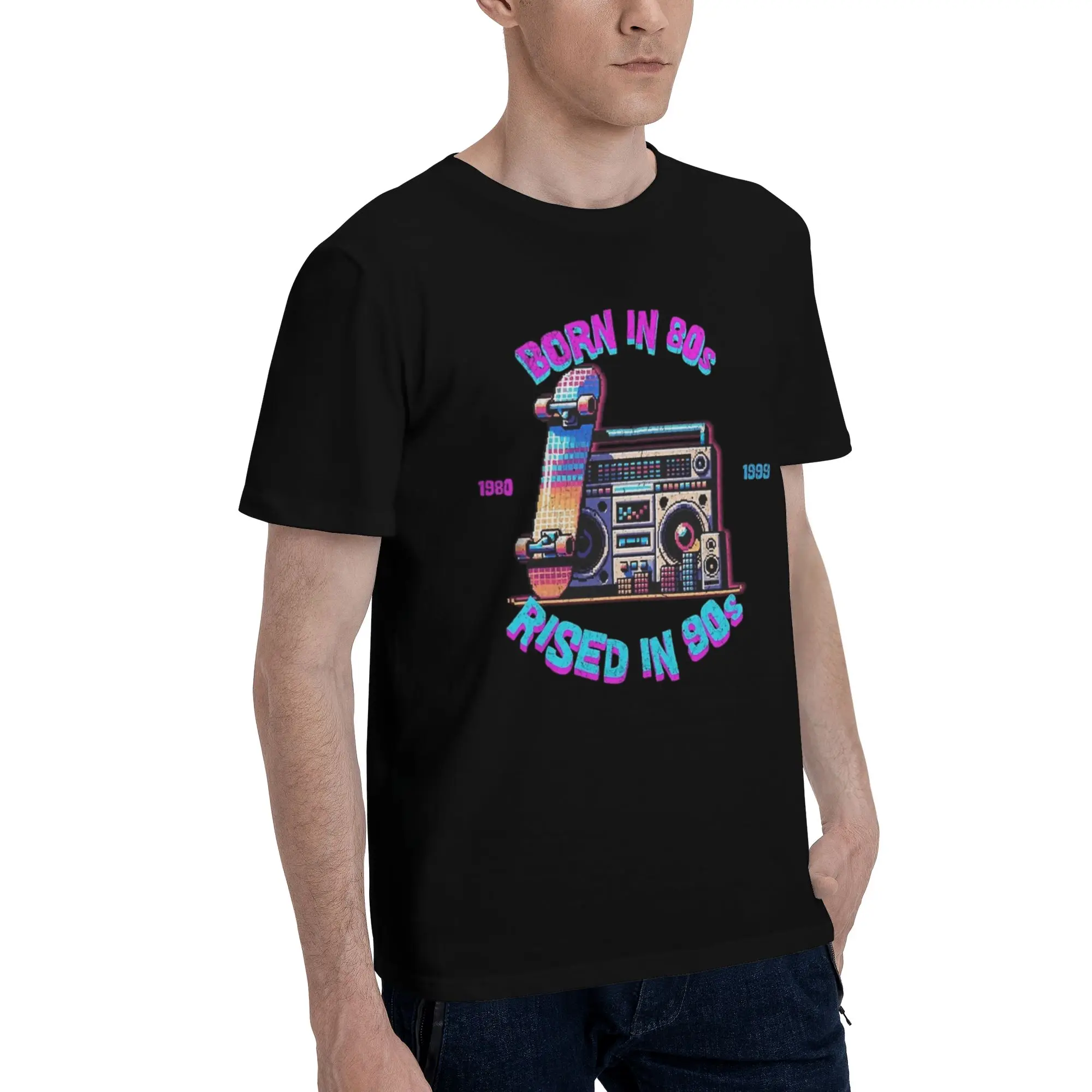 Men Women Printed Born In The 80's Raised In The 90's  Tee T Shirt Pure Cotton  T-shirts Clothing