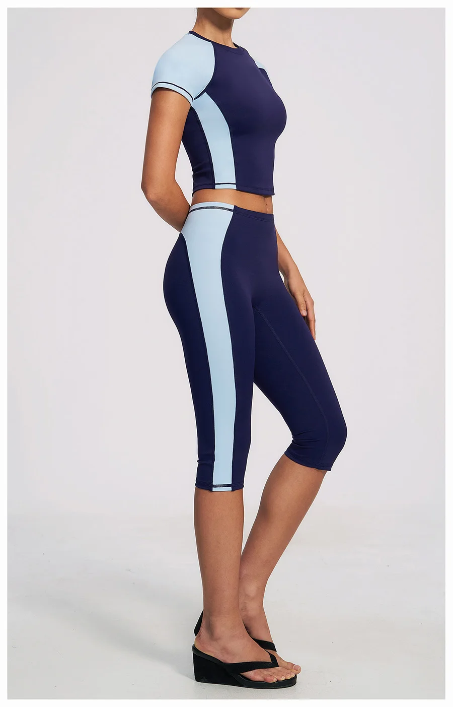 Yoga-Set 2-teilig Workout-Outfit Damen Trainingsanzüge Fitness-Weste Kurze Sporthose Ärmellose Capri-Hose Sportbekleidung Sport-BH Kleidung – Detail 13