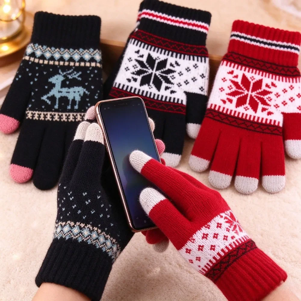 Autumn Winter Warm Knitted Touchscreen Magic Gloves for Men Women, Christmas Gift Gloves