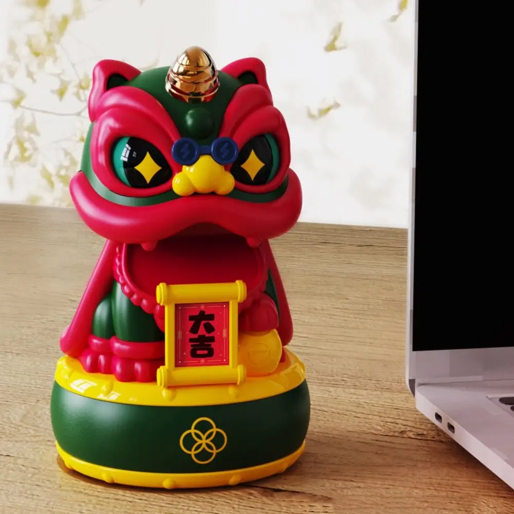 

Automatic Nodding Head Solar Powered Dancing Lion Lucky Lion Figurine Attracting Wealth Desktop Wake Lion Statue DIY Greetings