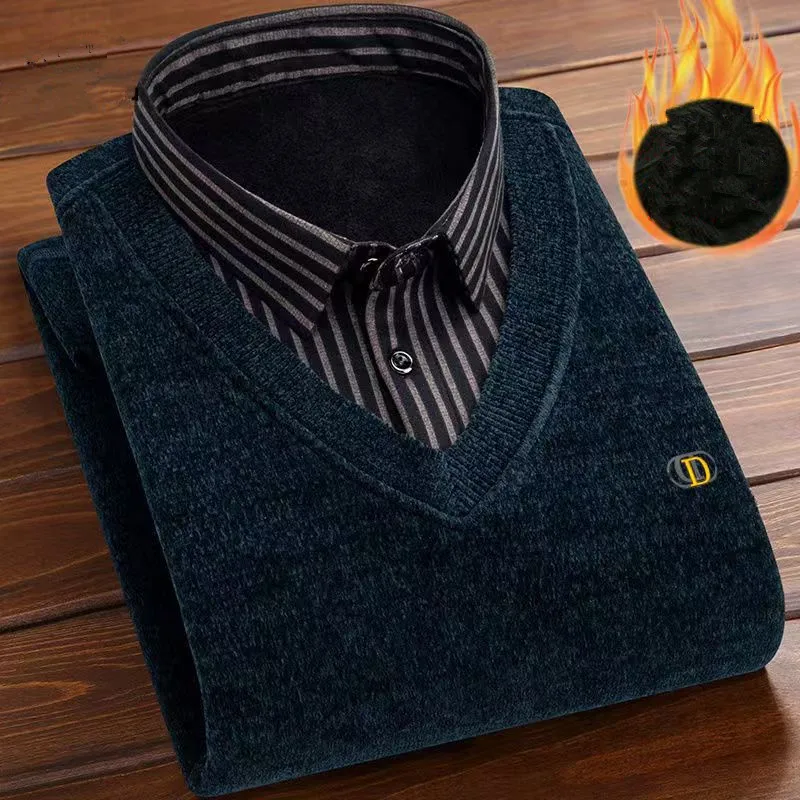 2026 Winter Vacation Two-piece Warm And Cozy Loose-Fitting Sweater Fashionable Casual Unique And Simple Pullover Shirt