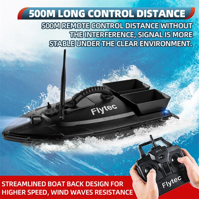 Fishing Bait Boat 500m Remote Control Bait Boat Dual Motor Fish Finder 1.5KG Loading With LED Light For Fishing Tool