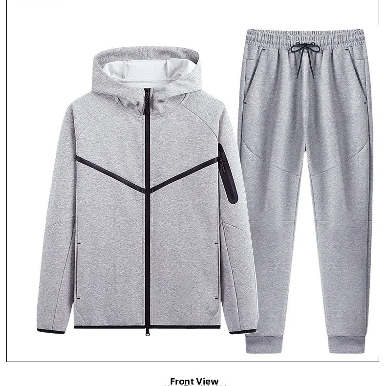 

New 2025 Men's Casual Sports Set Thi Cotton 330g Autumn Collection Two-Piece Suite Comfortable Long Sve Jaet And Pants