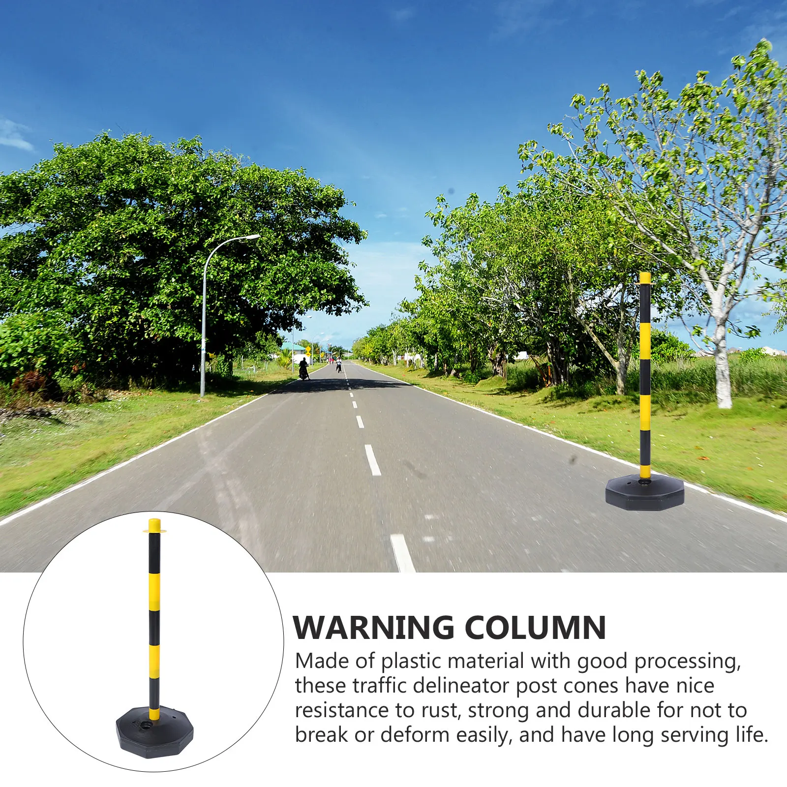 2Pcs Water Injection Warning Columns Safety Cones Plastic Bollard Traffic Delineator Garage Parking Assist Yellow Barrier