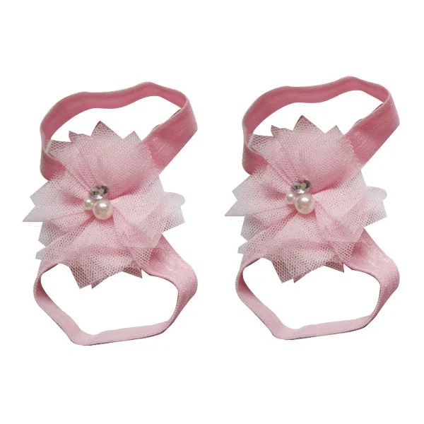 10Pairs طفلة صنادل بيرفوت الشيفون الصيف صور الدعامة هدية جميلة الطفل صنادل بيرفوت صندل زهرة #3