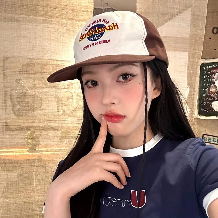 

Street Hip Hop Vintage Alphabet Embroidery Flat-brimmed Hat Baseball Cap Spring Summer Peaked Hat Children