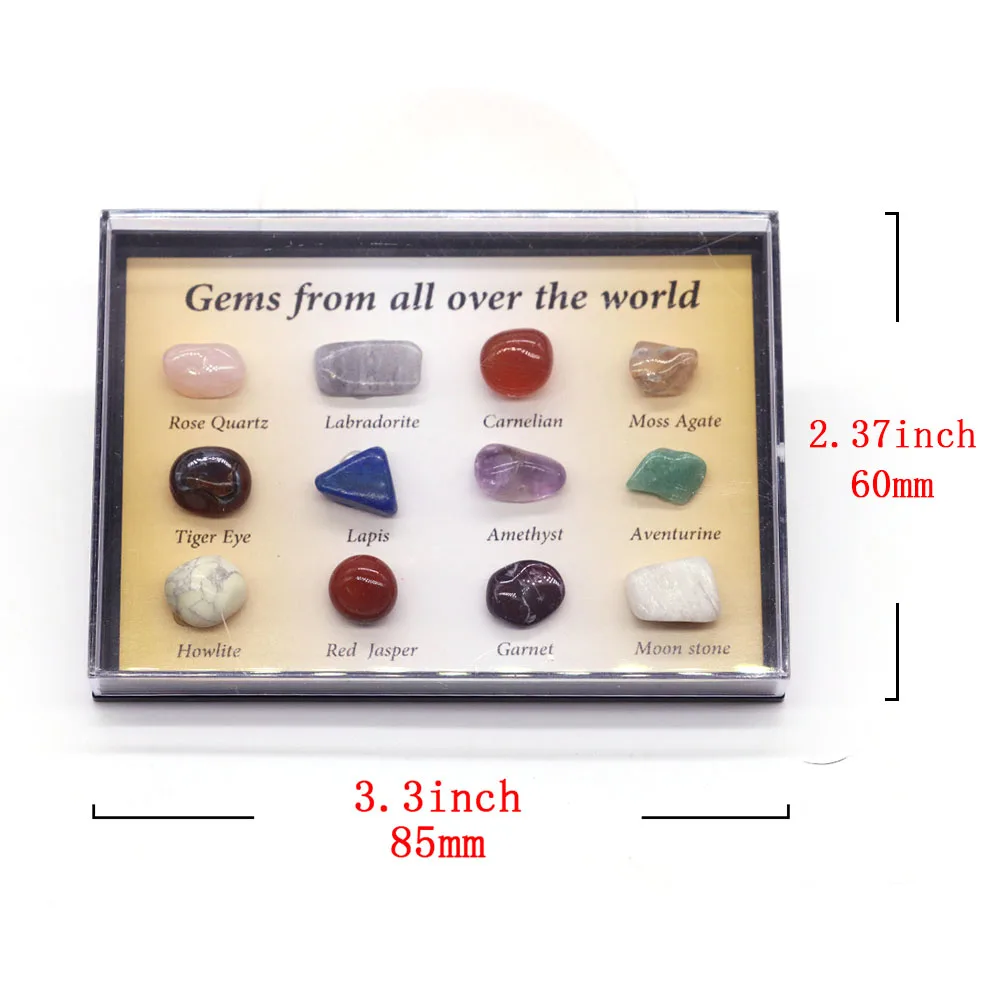 12/15/24pcs Rock Gemstones Collection Box  Amethyst Ore Healing Quartz Crystals DIY Rough Stone Collect Natural Mineral Specimen