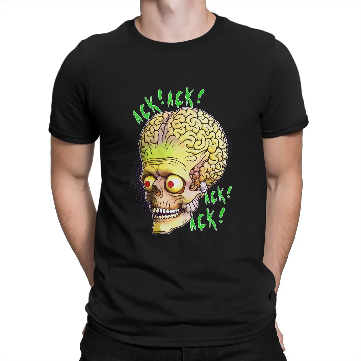 Alien UFO TShirt Mars Attacks Ack Ack Alien Head Classic Polyester T Shirt Homme Men Clothes New Design Big Sale