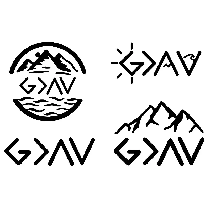 

God, 4 packs of circles, mountains, self-adhesive stickers for cars, beauty, scratch coverage