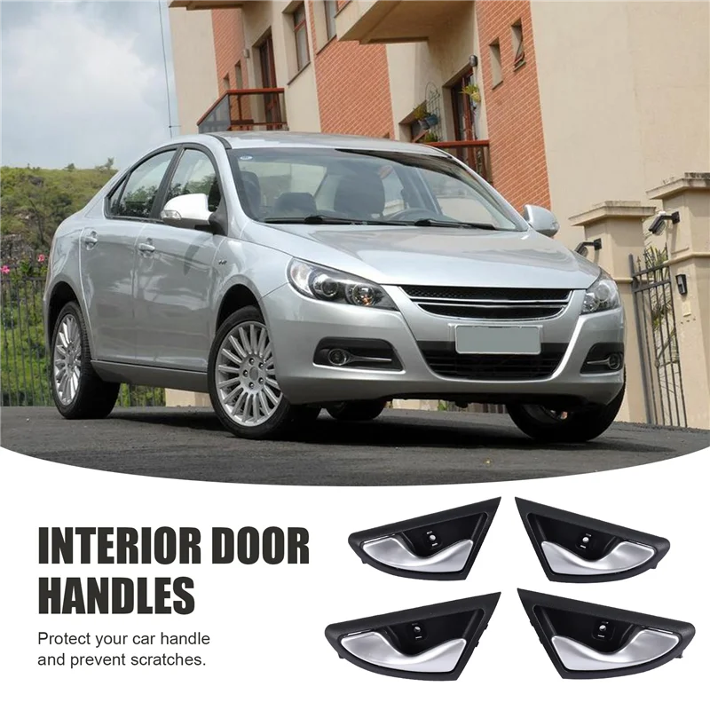 دائم-4 قطعة مقبض الباب الداخلي للسيارة مقابض المقبض مفتوحة ل JAC J3 J3S Turin 2009-2015 6105230U8010 6105240U8010 ماتي الفضة
