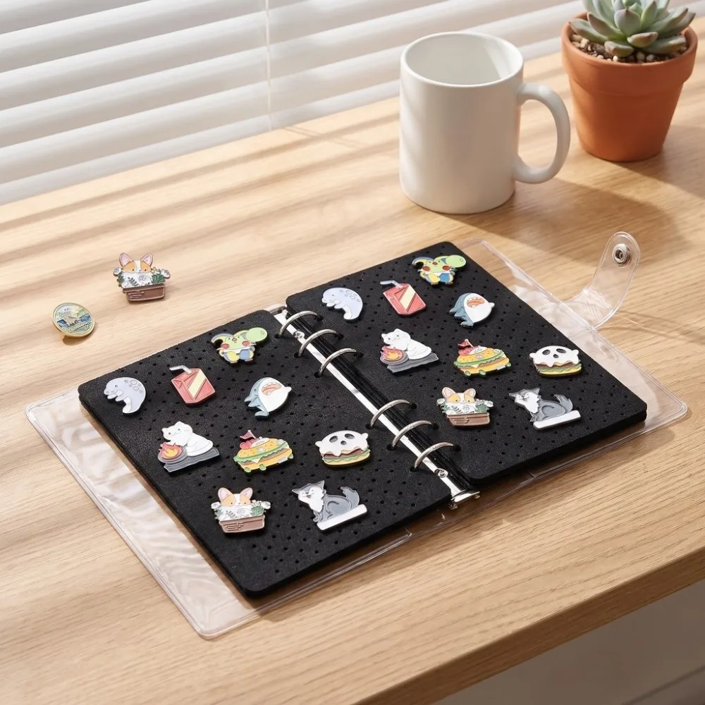 6 Pages Felt Brooch Storage Book Space Saving Dust-proof Badge Charms Organizer Portable Large Capacity Pin Storage Binder