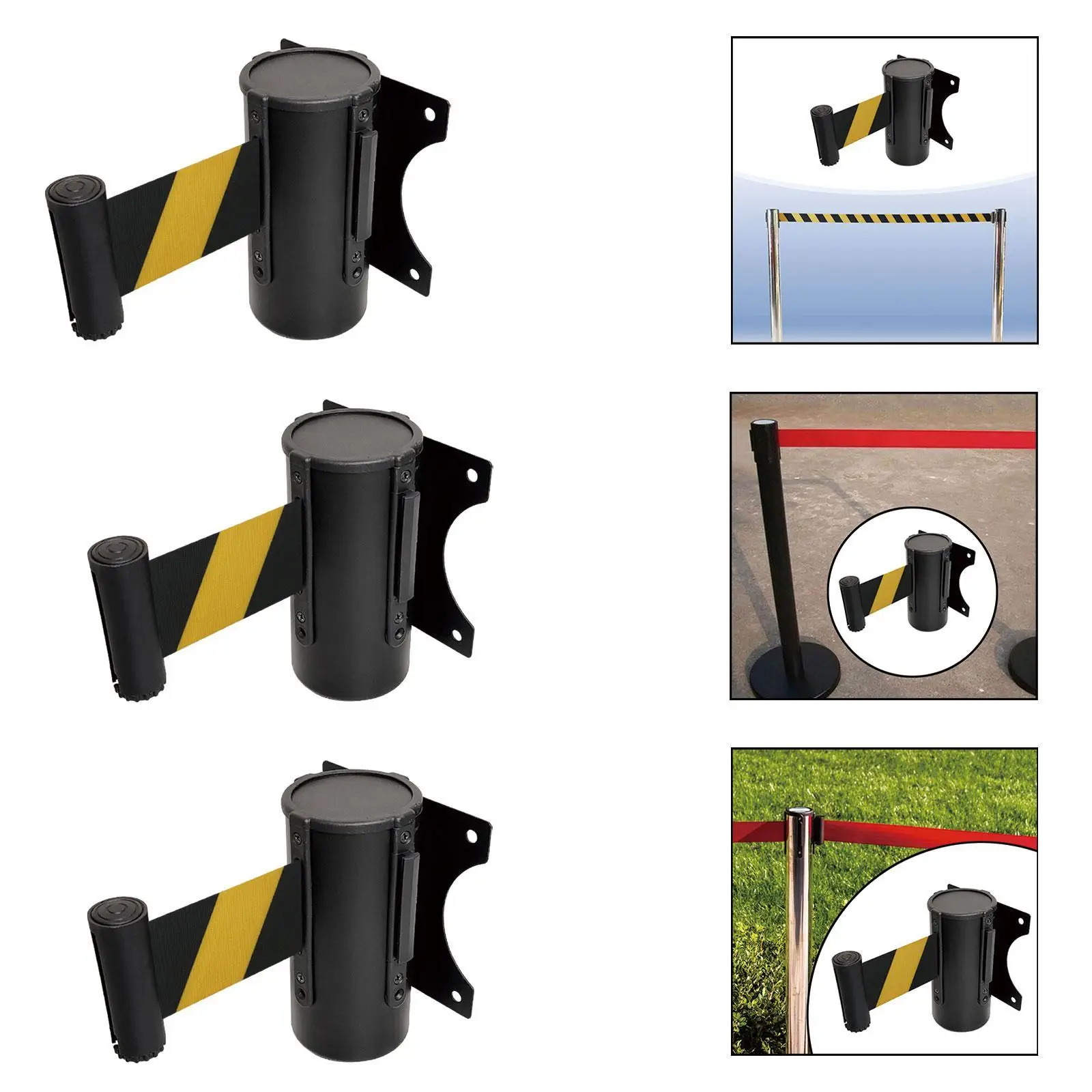 Retractable Belt Barrier Crowd Control Wall Barrier Wall Mount Practical Caution Belt Safe Barrier Belt for Malls Banks Hotel