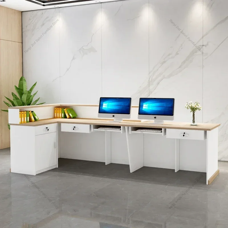 Simple Modern Reception Desks Company Beauty Salon Outfit Shop Podium Cashier Desk Service Salon Furniture Balcão Recepção FYRD