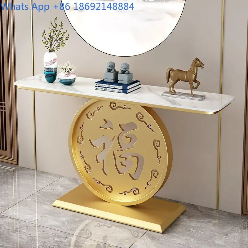 

Entryway Console Table Chinese Style Rock Plate Light Luxury Entryway Table Modern Minimalist Art Wall-Mounted Entryway Table