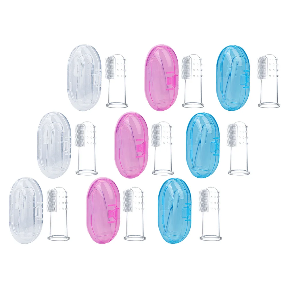 

9pcs Silicone Finger Toothbrush Baby Oral Cleaning Brush For Newborn Toddler Teeth Care Plaque Removal Travel Storage Box