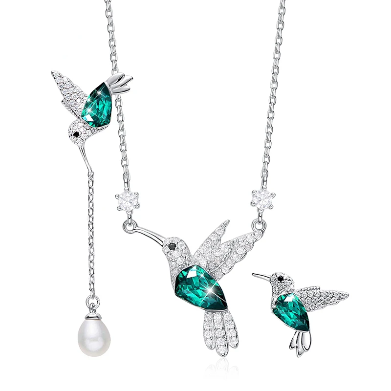 

CDE S-YN0692 Original Design Jewelry 925 Sterling Silver Bird Necklace Jewellery Set Cute Animal Silver Jewelry Set For Women