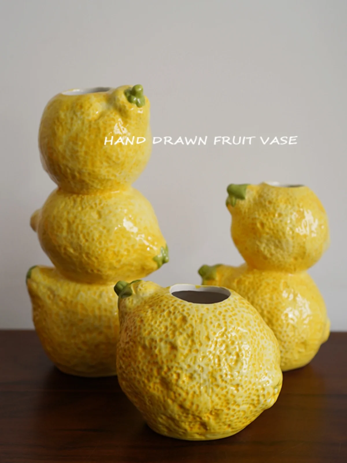 European Hand Drawn Fruit Shaped Retro Ceramic Vase Lemon Strawberry Orange Flower Vase Exquisite Decorative Ornaments
