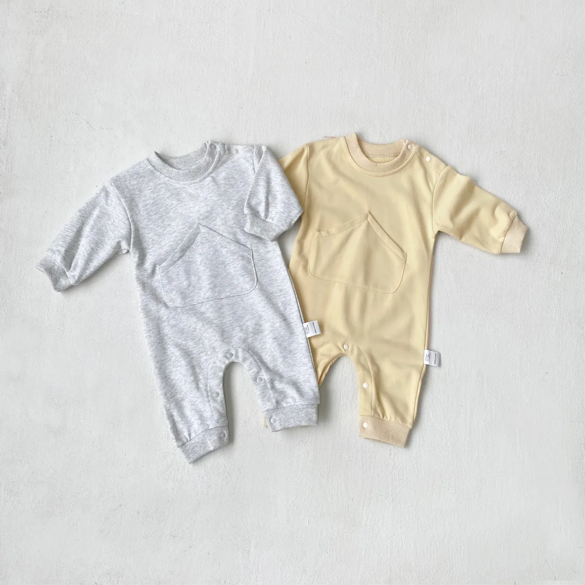 

Spring Autumn Nebworn Girls Rompers Solid Color Kids Baby Boys Bodysuits Round Neck Toddler Girls Jumpsuits Infant Girl Overalls