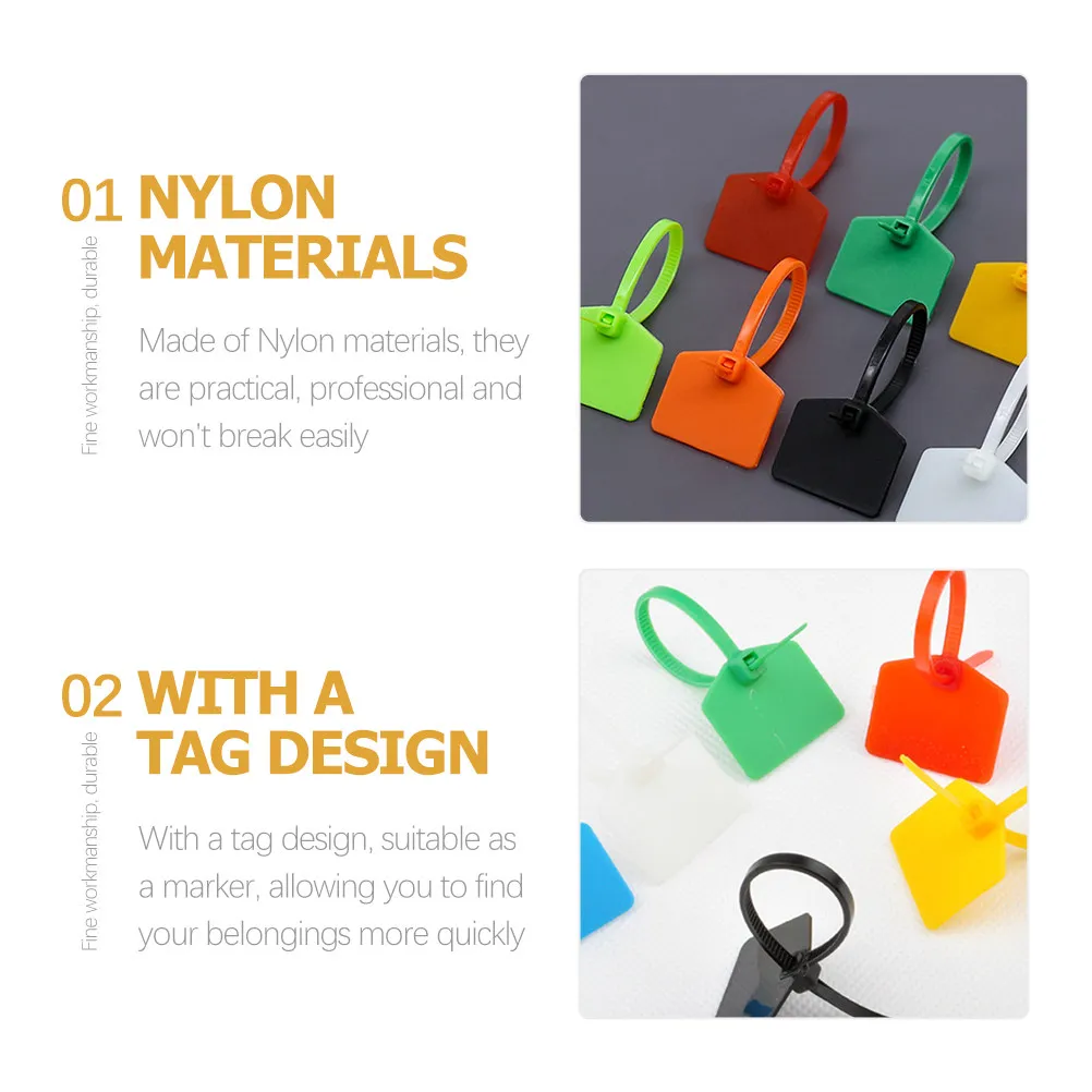 120Pcs Label Cable Ties Nylon Zip Ties with Marking Tags Self-Locking Wire Tie Wraps for Indoor Use High Temp Resistant