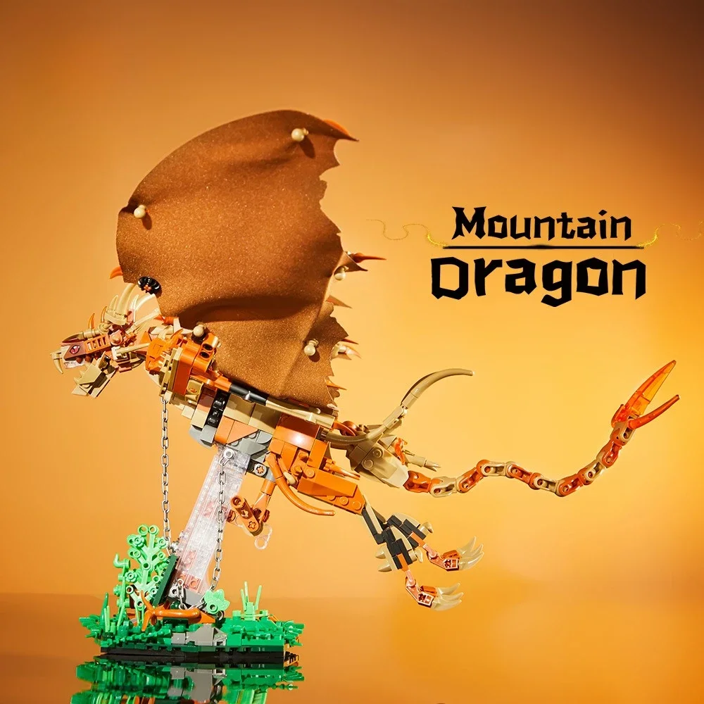 Moc animal mágico montanha dragão 886 pçs blocos de construção diy criativo modelo mágico kit brinquedo presente para crianças