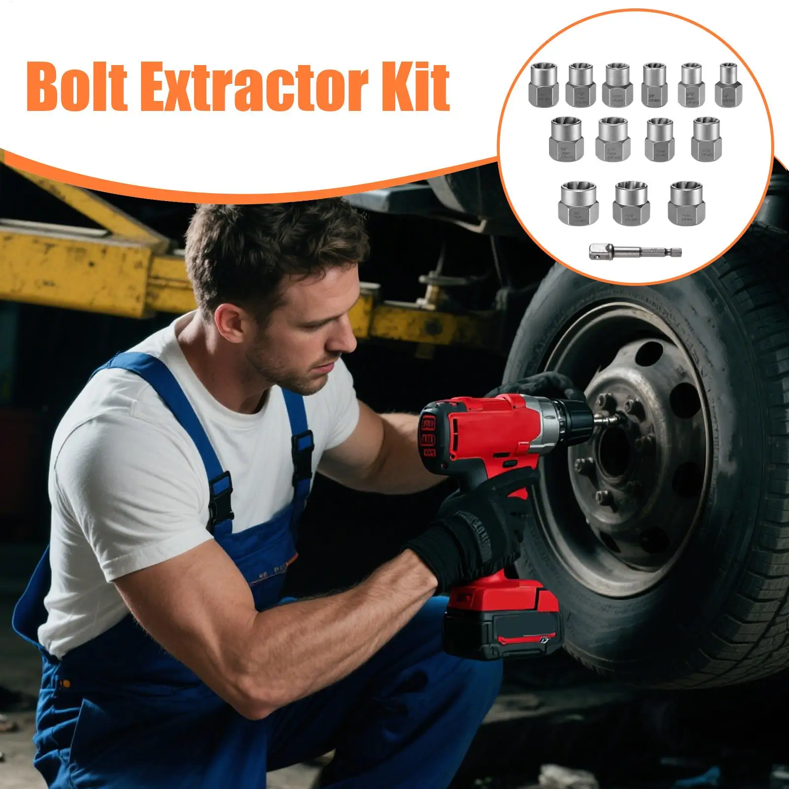 

Bolt Extractor Kit Stripped Socket with 3/8 Inch Adapter Drive Bolt Nut Remover Set for Damaged Round Rusted Broken Woodworking