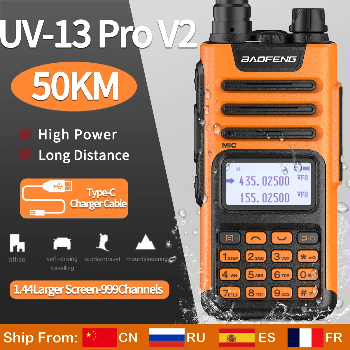 

2023 Baofeng UV-13 PRO V1 V2 10W Walkie Talkie Transreceiver 136-174/400-520MHz With Type-C Charger Upgrade UV-10R Two Way Radio