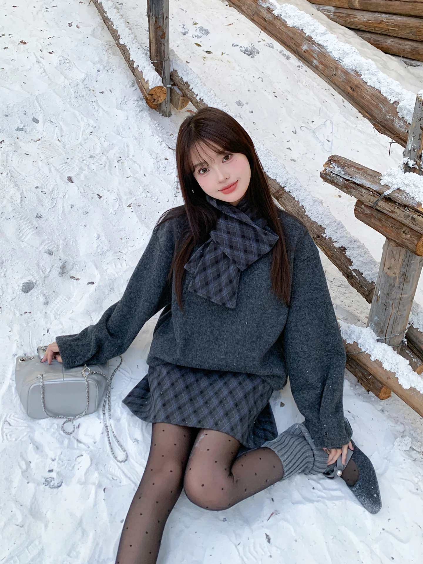 

Зимняя повседневная шерстяная клетчатая юбка Aosphere, верхний комплект, женский комплект Faion ort Sle, корейская версия, теплая, удобная посадка, все сезоны