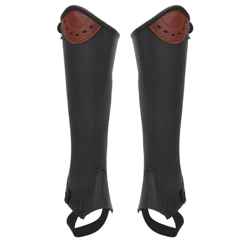 Men Women Kids PU Leather Comfort Horse Riding Half Chap With Zipper Equestrian Equipment