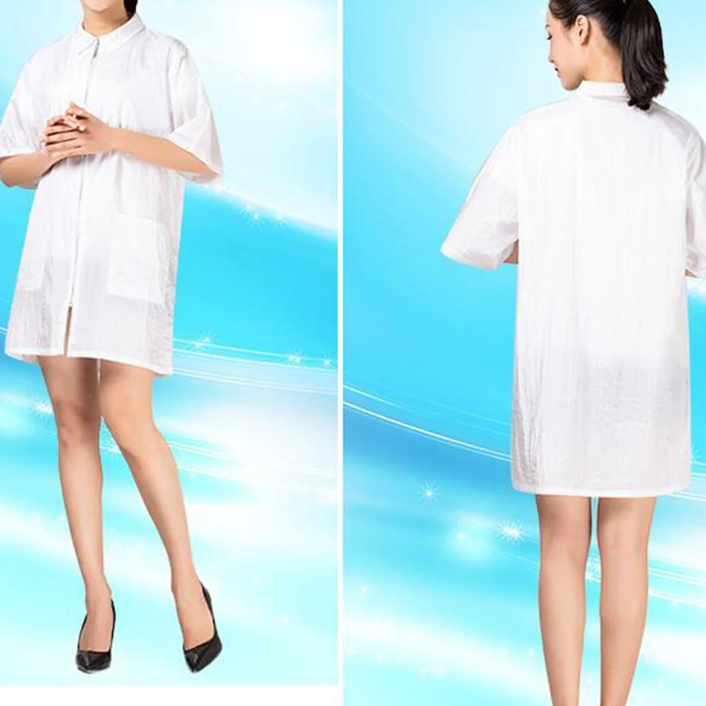 

Hair Dye Clothes Simple Short Sleeve Workwear Waterproof Comfortable Easy Clean Turn-Down Collar Pocket Design For Man Woman
