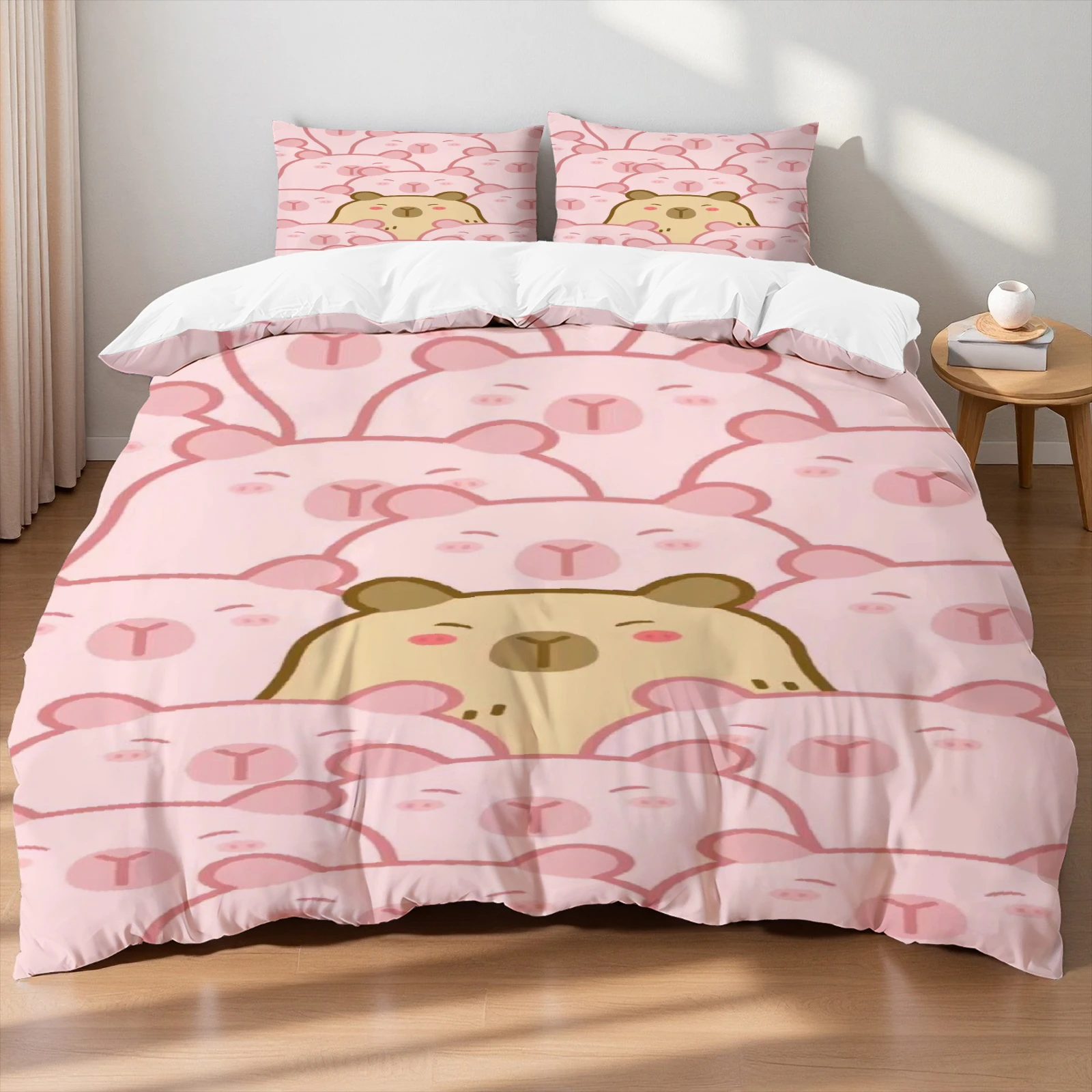 2/3 Lovely Capybara Bedding Set 3D Print Polyester Duvet Cover Single Twin Queen King Size for Home Decoration Birthday Gift