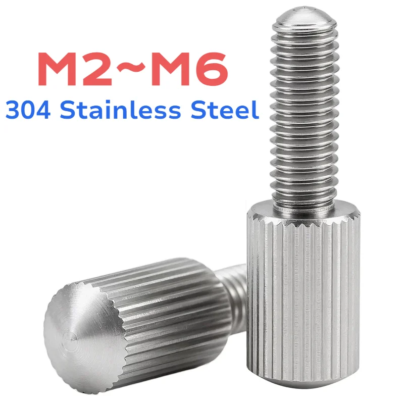 

M2 M2.5 M3 M4 M5 M6 GB836 304 Stainless Steel Small Head Knurled Thumb Screws Hand Tighten Curtain Lock Screws
