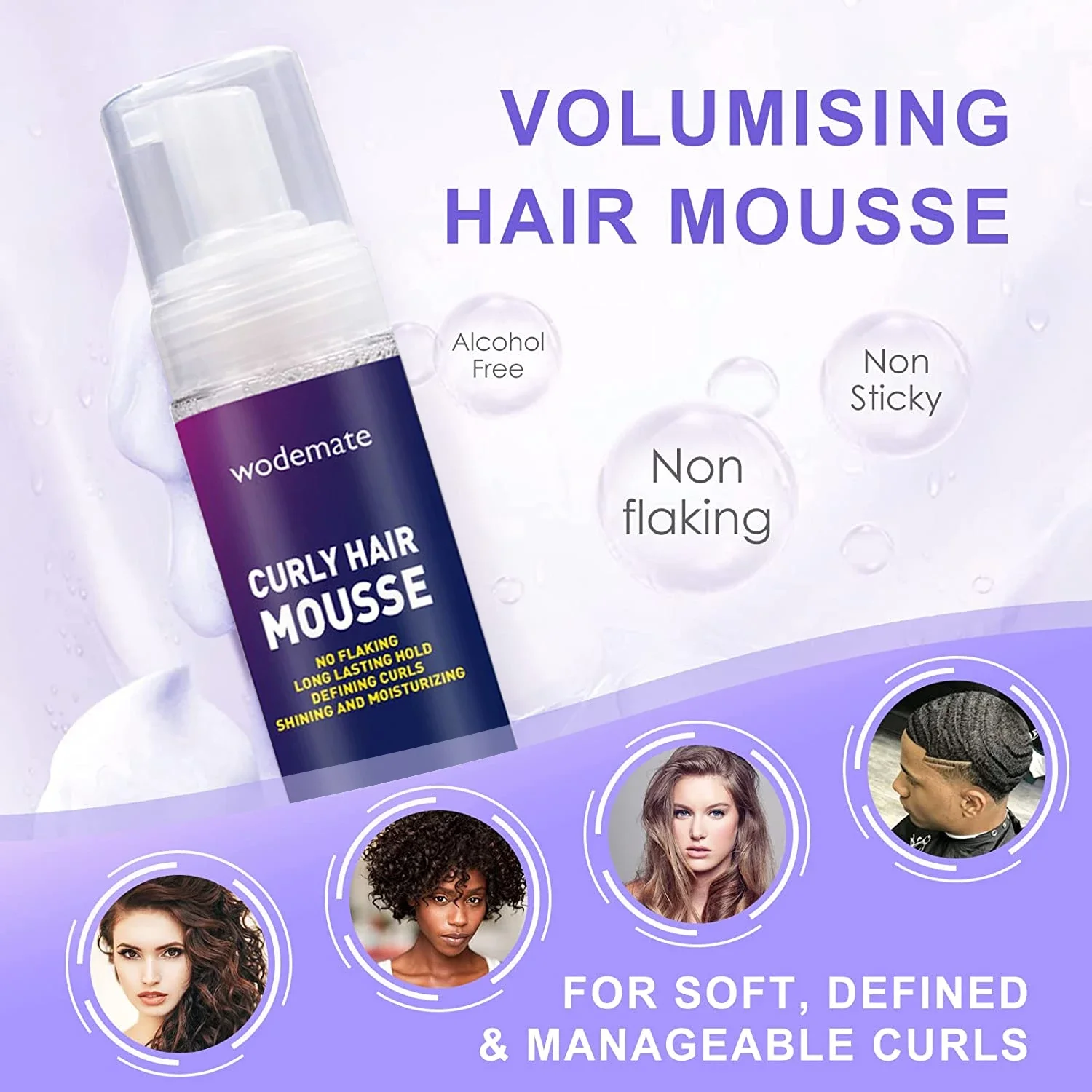 Curly Hair Mousse Anti-frizz Hair Foam Mousse For Wig Flyaway Braids Strong Hold Styling Mousse For All Hair Types Firm Hold