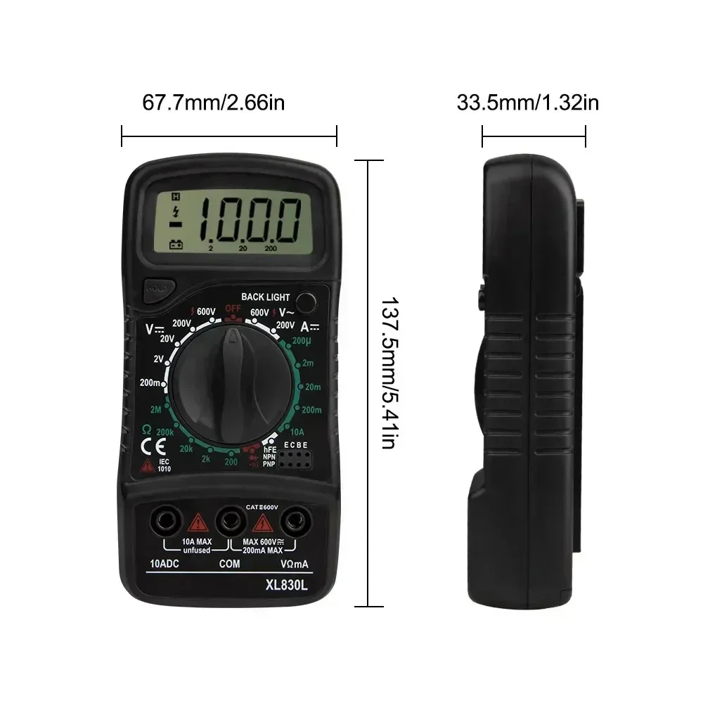 XL830L Handheld Digital Multimeter LCD Backlight Portable AC/DC Ammeter Voltmeter Ohm Voltage Tester Meter  Buzzer instrument