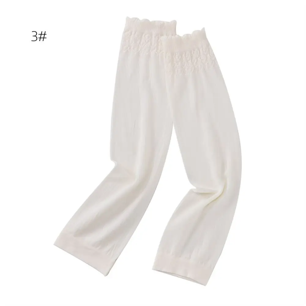 Kain elastis lengan pelindung matahari tipis warna Solid anti-UV kain elastis ban lengan pelindung matahari renda lengan es musim panas