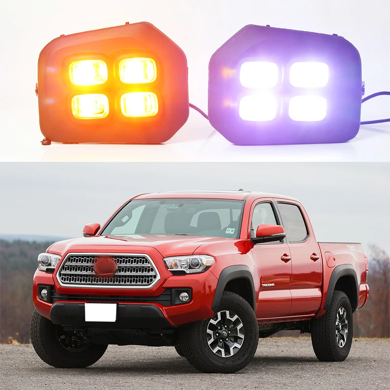 

LED DRL Car Daytime Running Light Front Bumper Fog Lamps with Turn Signal Accessories For Toyota Tacoma 2016 2017 2018 2019 2020