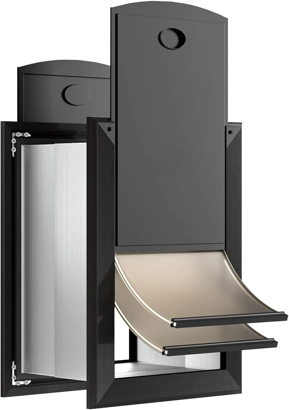 Wall-Mounted, Aluminum Frame, Black, Energy Efficient Double Magnetic Flaps Dog Door