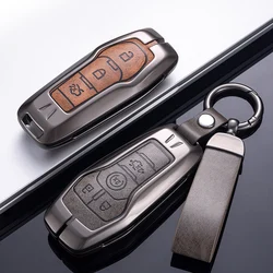 Alloy Key Cover Case For Ford Fusion Mondeo Mustang F-150 Explorer Edge 2015 2016 2017 2018 Car Styling Key Protection Keychain