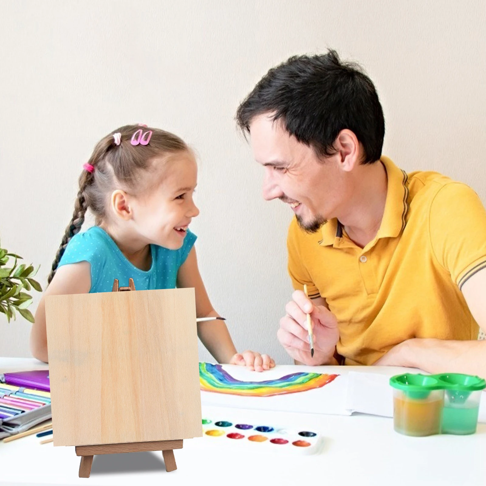 

5pcs Wooden Frames Unfinished Natural DIY Craft Kids Clay Snow Mud Clay Photo Holders Photo Holders Decor