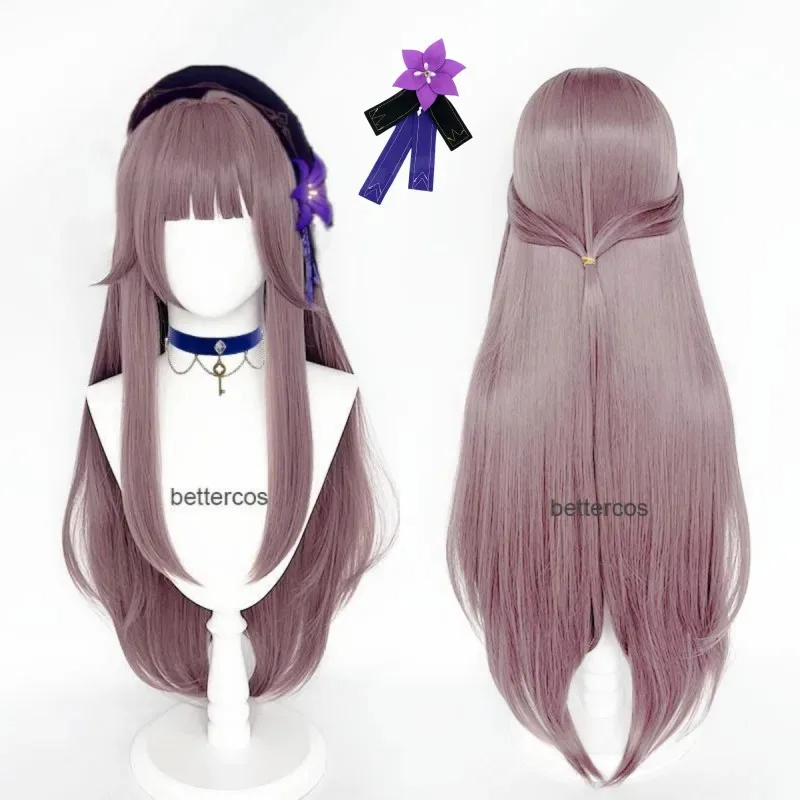 

New88cm Game Honkai: Star Rail Herta Low Gloss Long Grey Purple Косплей Аниме Термостойкий синтетический парик; 5,v'8.d;