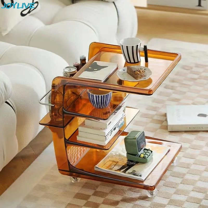 

Nightstand Dressing Coffee Table Acrylic Trolley Sofa Removable Manicure Bedside Table Livingroom Rack Home Furniture